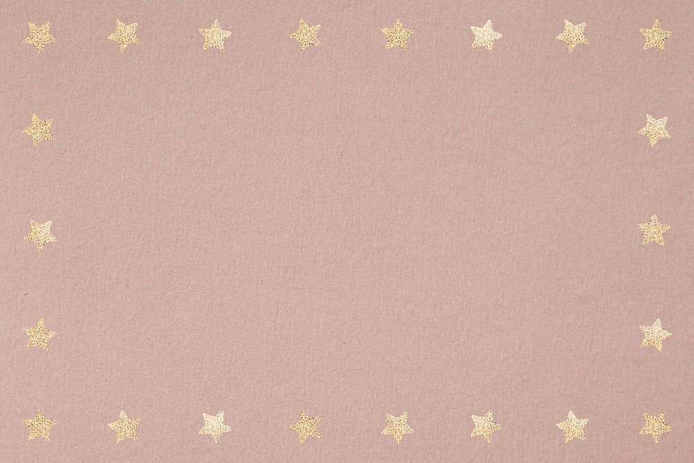 Gold star patterned frame on a brown background