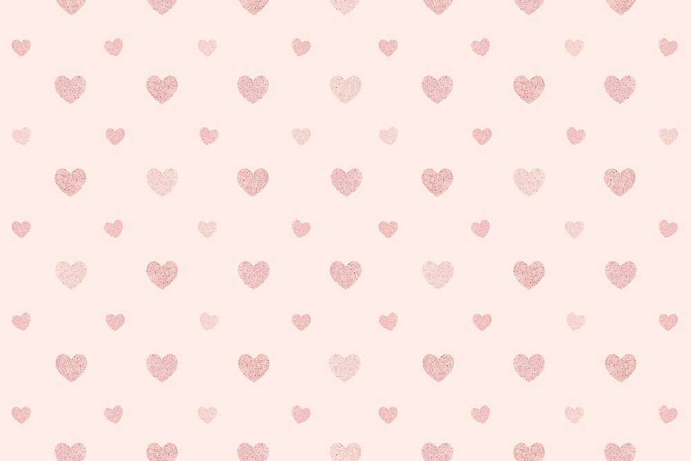 Seamless glittery pink hearts patterned background