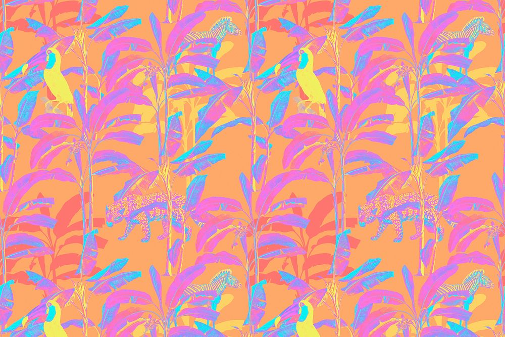 Colorful funky tropical patterned background