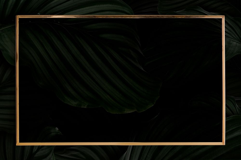Dark leaf with copper frame banner background