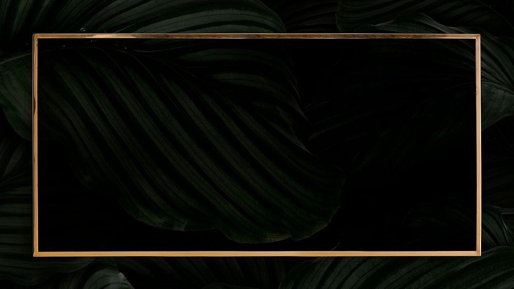 Gold frame psd on Calathea Orbifolia background