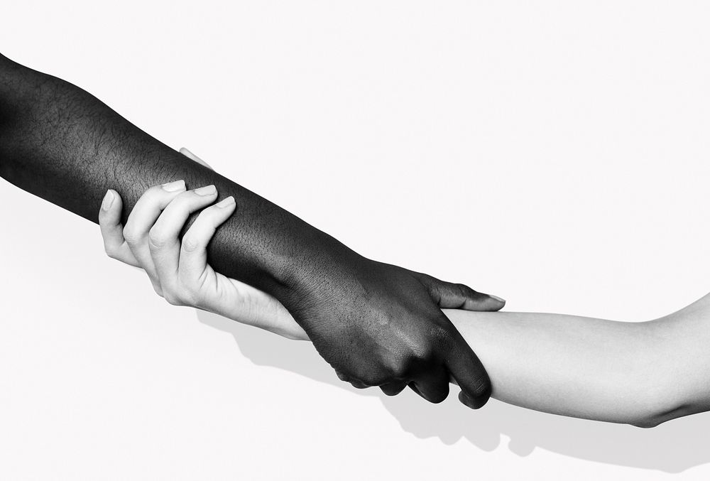 Diverse hands holding each other for BLM movement social media post