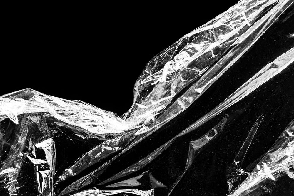 Wrinkled plastic wrap texture black and white wallpaper 