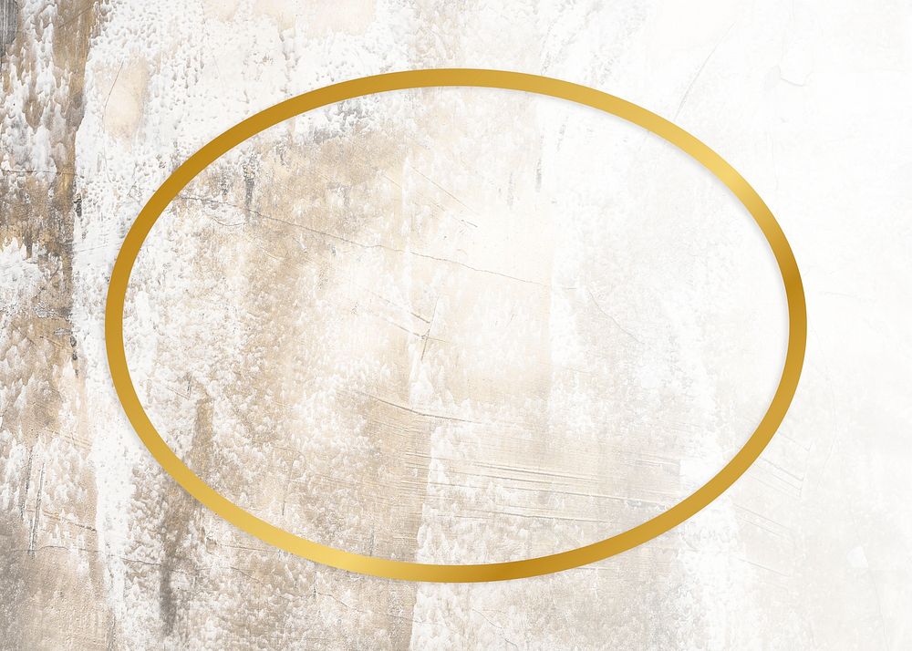 Golden framed oval on a grunge texture