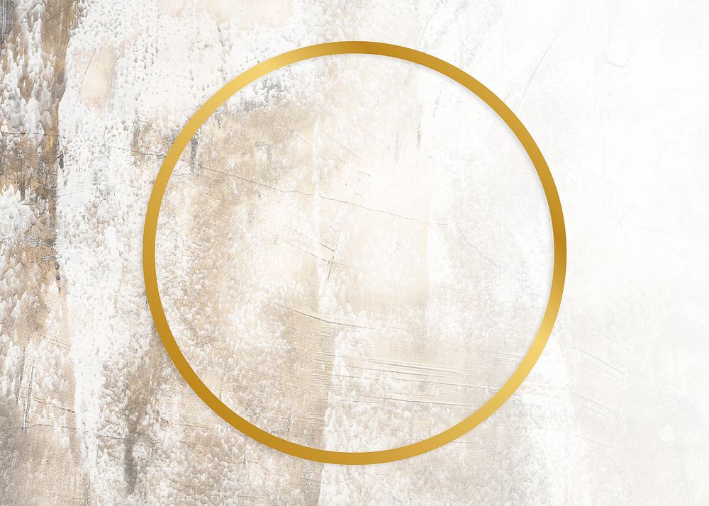 Golden framed circle on a grunge texture