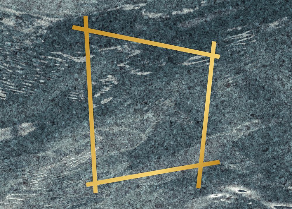 Golden framed trapezium on a marble texture