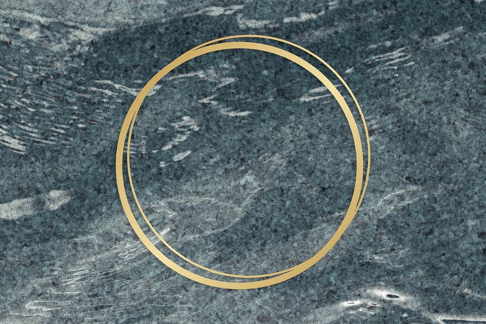 Golden framed circle on a marble texture