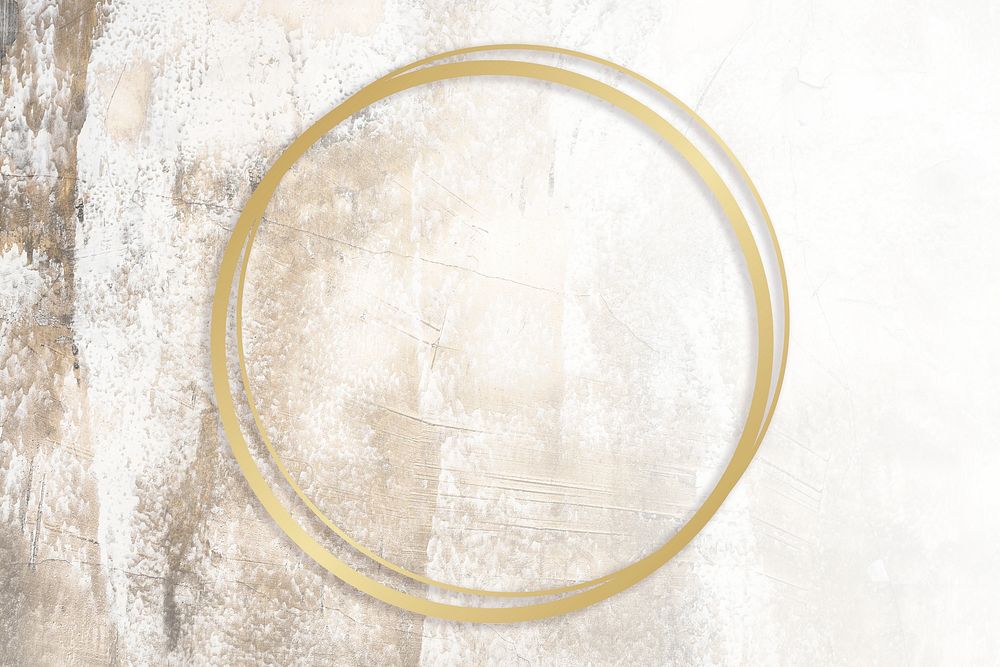 Golden framed circle on a grunge texture