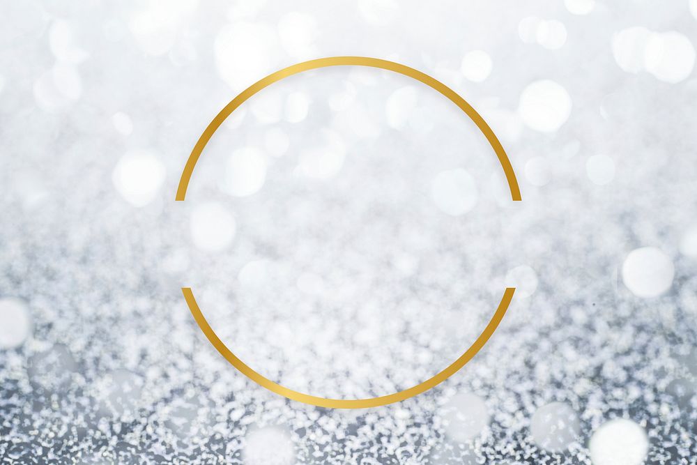 Golden framed semicircle on a glitter texture