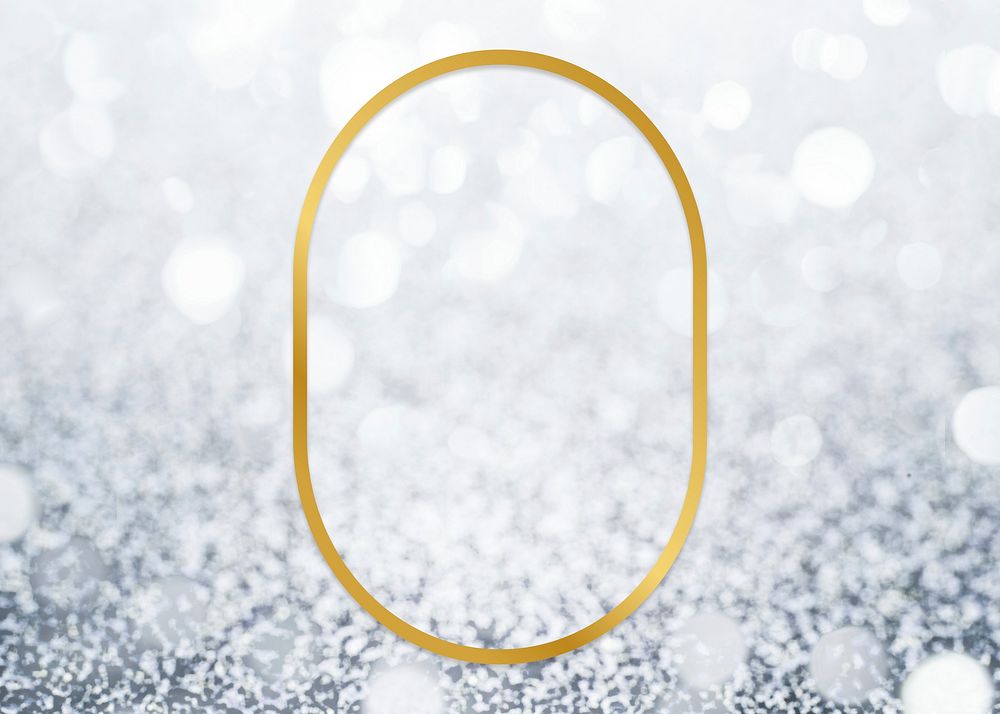 Golden framed oval on a glitter texture
