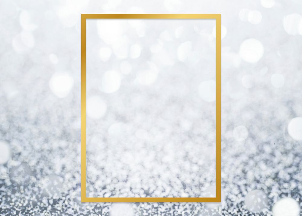 Golden framed rectangle on a glitter texture