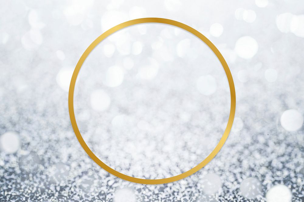 Golden framed circle on a glitter texture