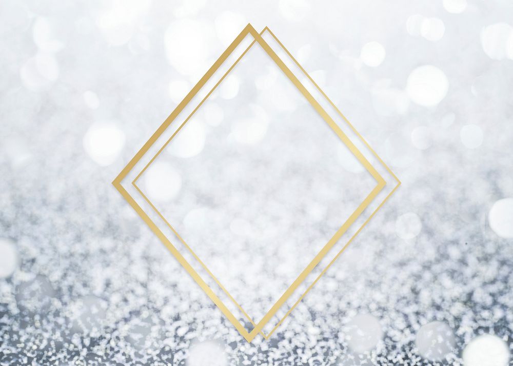 Golden framed rhombus on a glitter texture