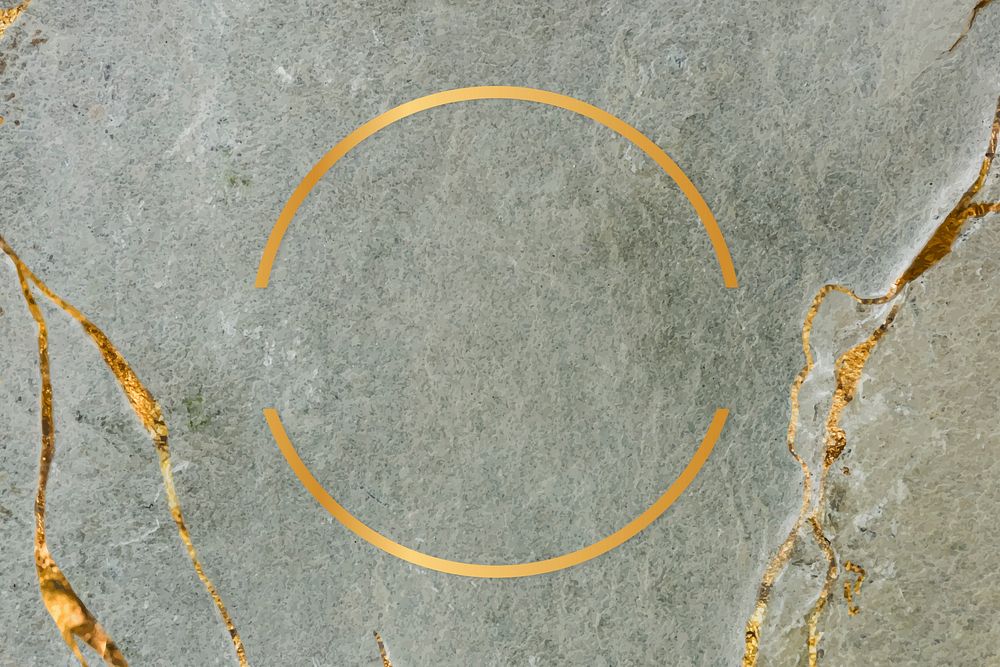 Golden framed semicircle on a marble textured vector