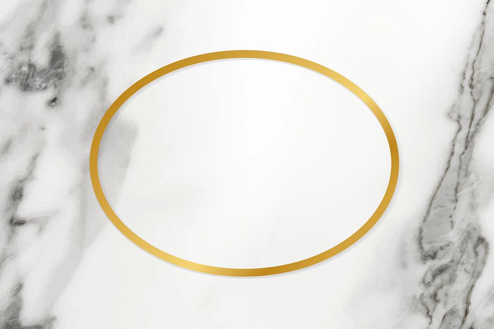 Golden framed oval on a marble textured vector