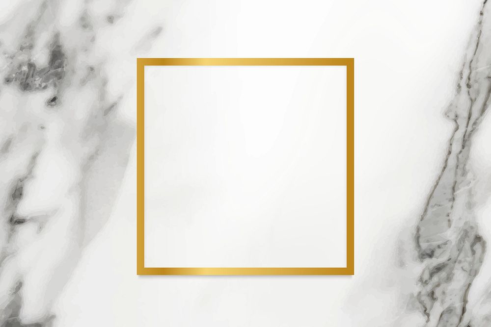 Golden framed square on a marble textured vector