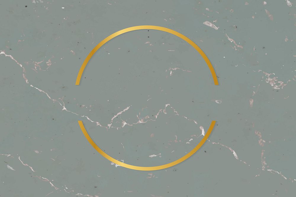 Golden framed semicircle on a marble textured vector