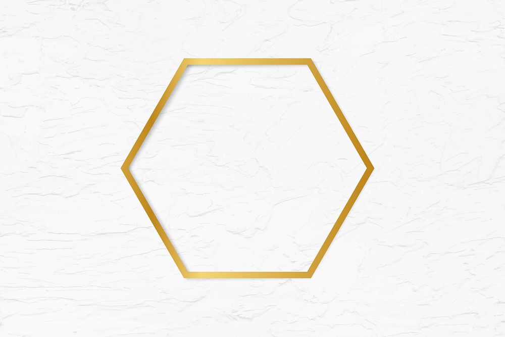 Golden framed hexagon on a stucco wall textured vector