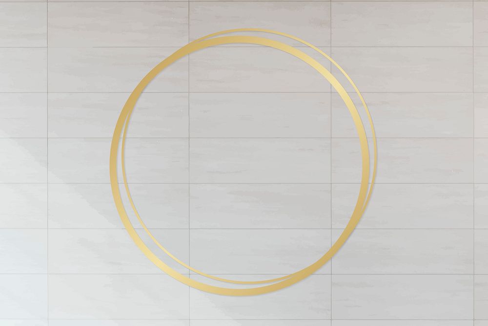 Golden framed circle on a tiled textured vector