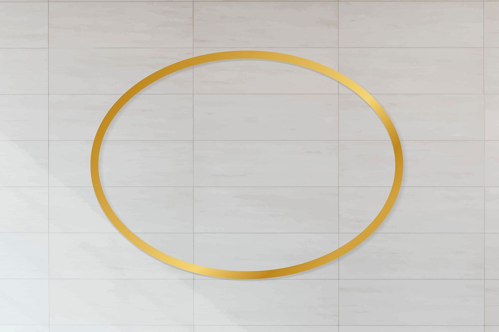 Golden framed oval on a tiled textured vector