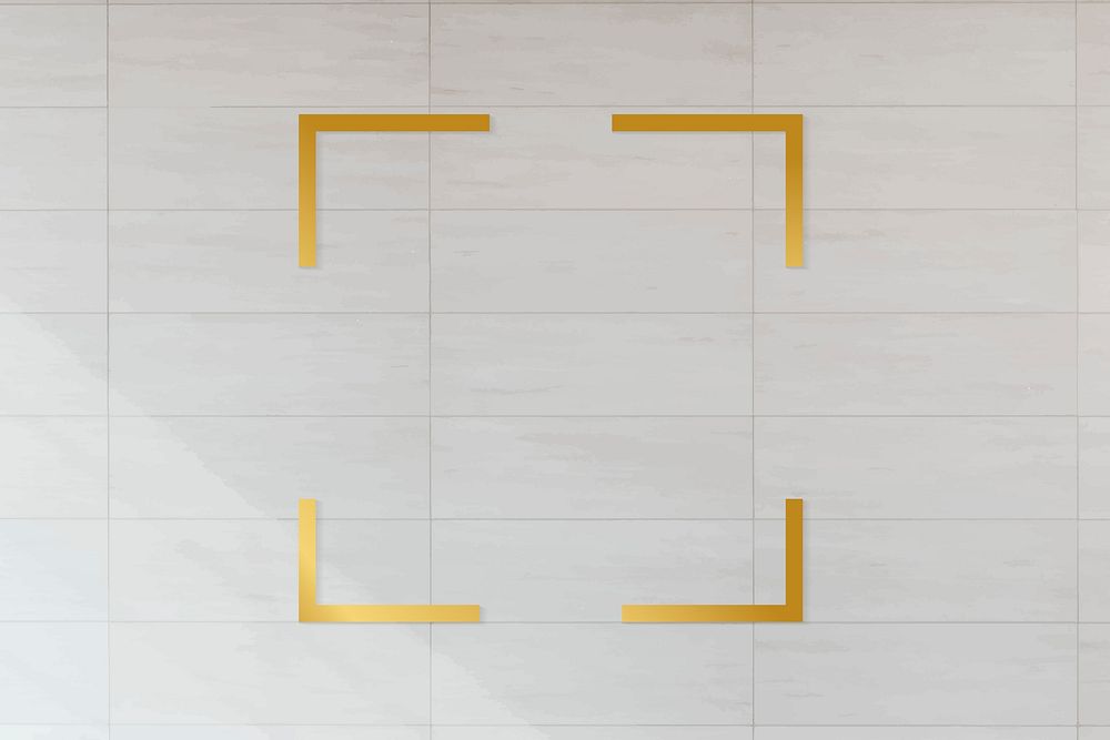 Golden framed square on a tiled textured vector