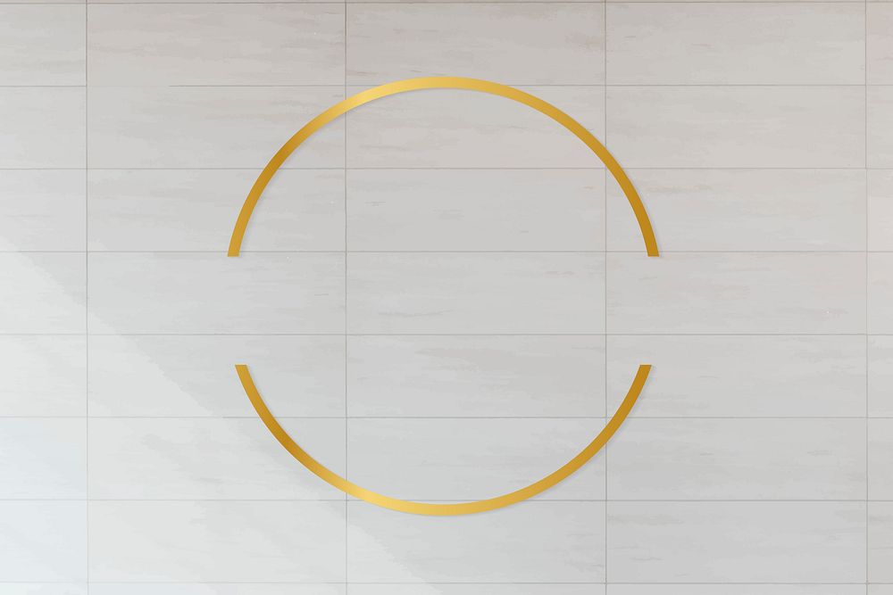 Golden framed semicircle on a tiled textured vector