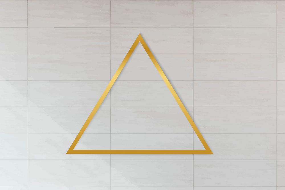 Golden framed triangle on a tile textured vector