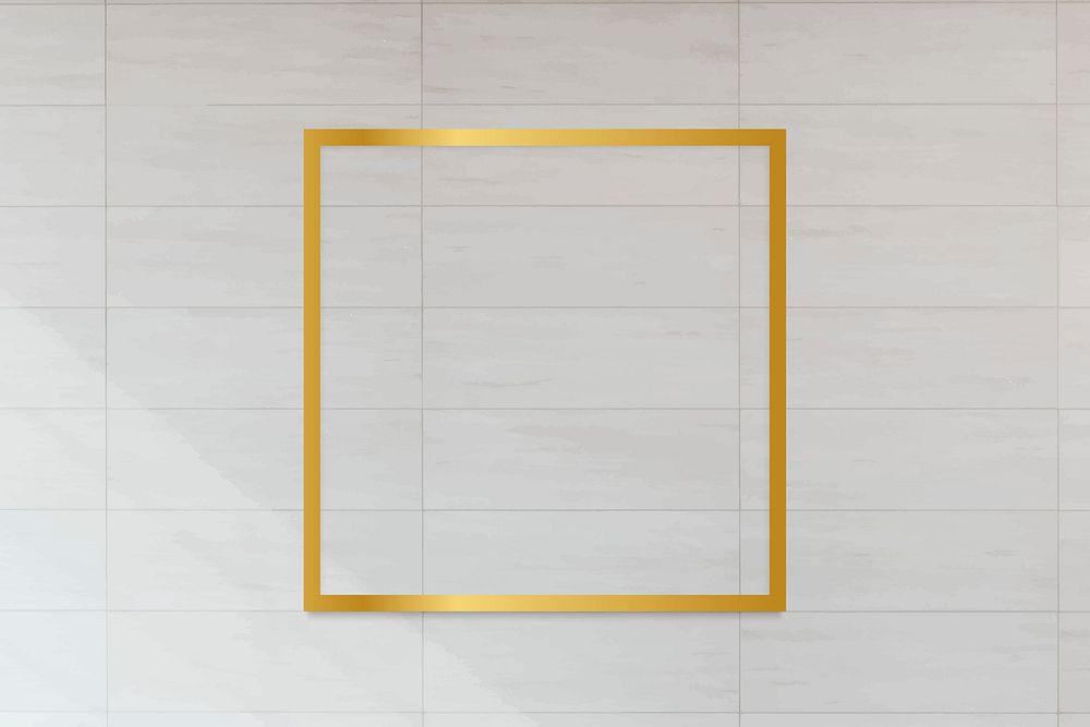 Golden framed square on a tile textured vector