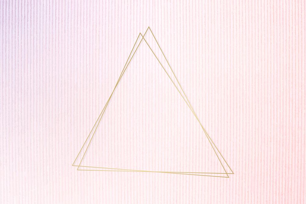 Golden framed triangle on a pink textured vector