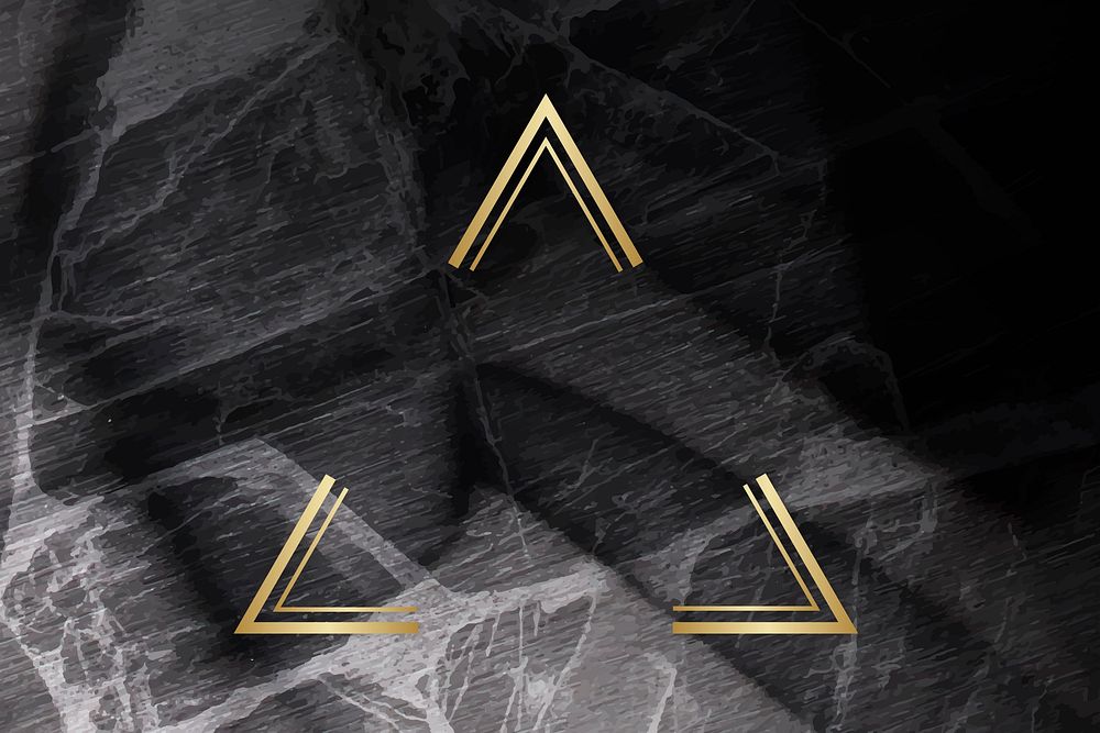 Golden framed triangle on a marble textured vector