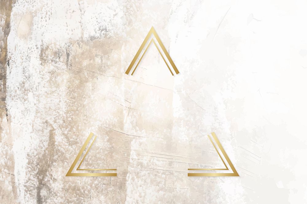 Golden framed triangle on a grunge textured vector