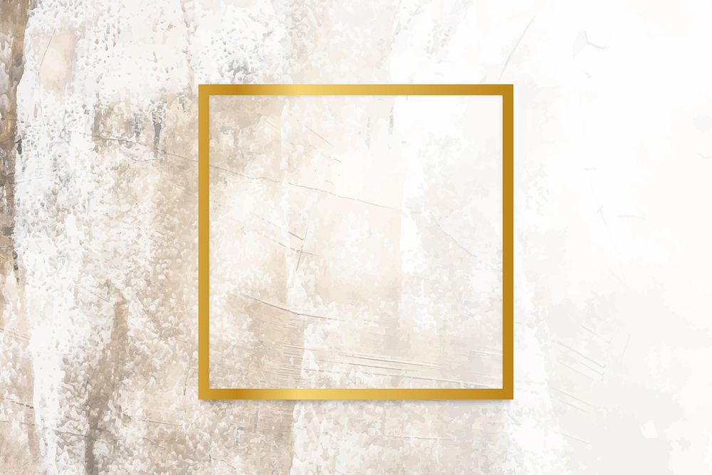 Golden framed square on a grunge textured vector