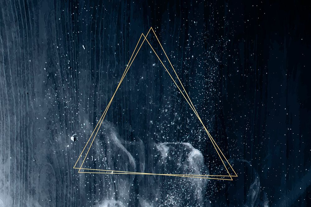 Golden framed triangle on a clear night sky background vector