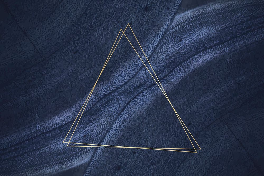 Golden framed triangle on a blue textured vector