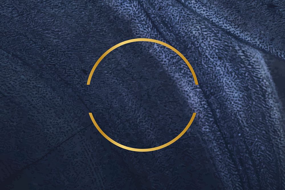 Golden framed semicircle on a blue textured vector