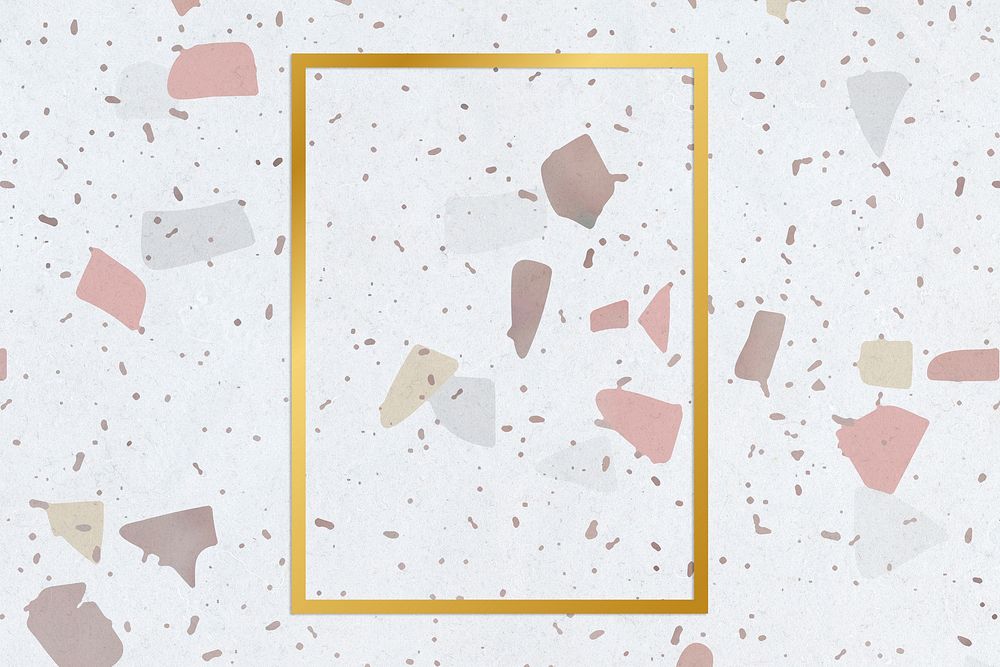 Golden framed rectangle on a stained texture