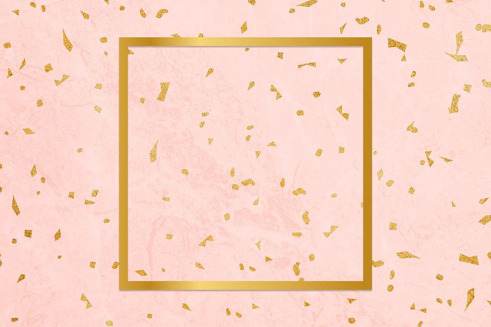 Golden framed square on a pink texture