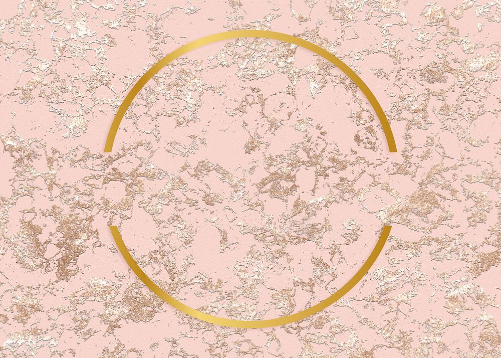 Golden framed semicircle on a pink texture