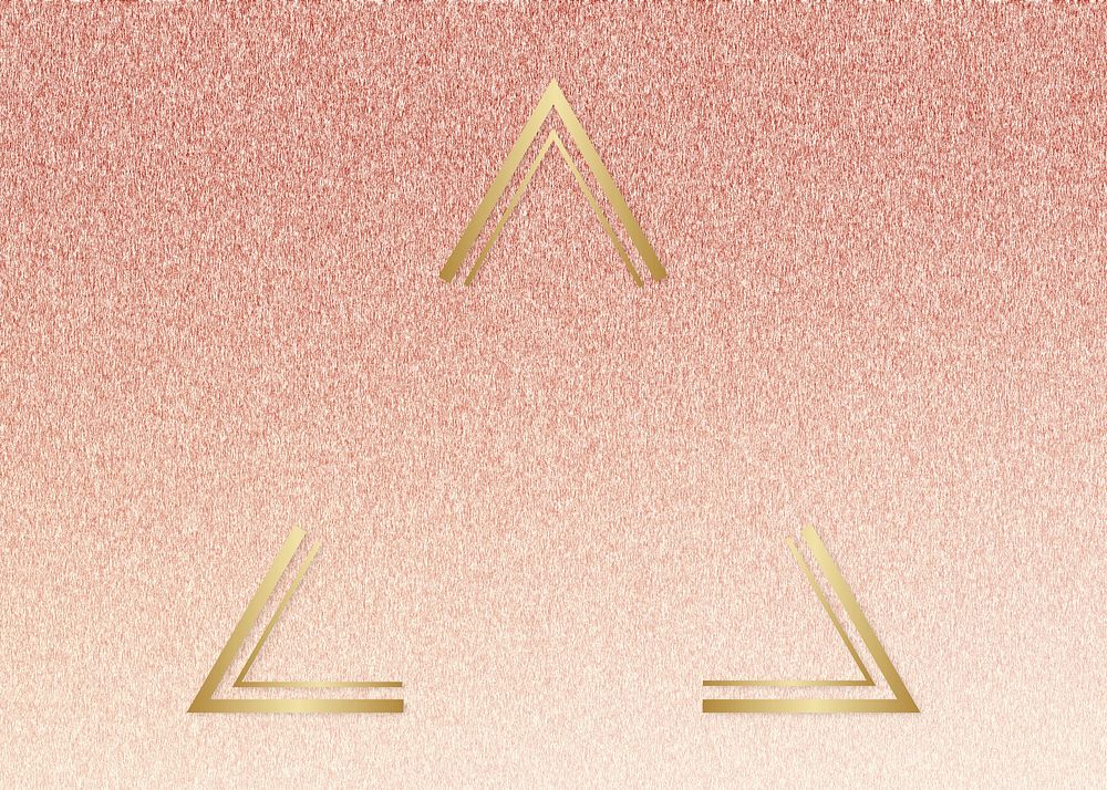 Gold triangle frame on a rose gold background