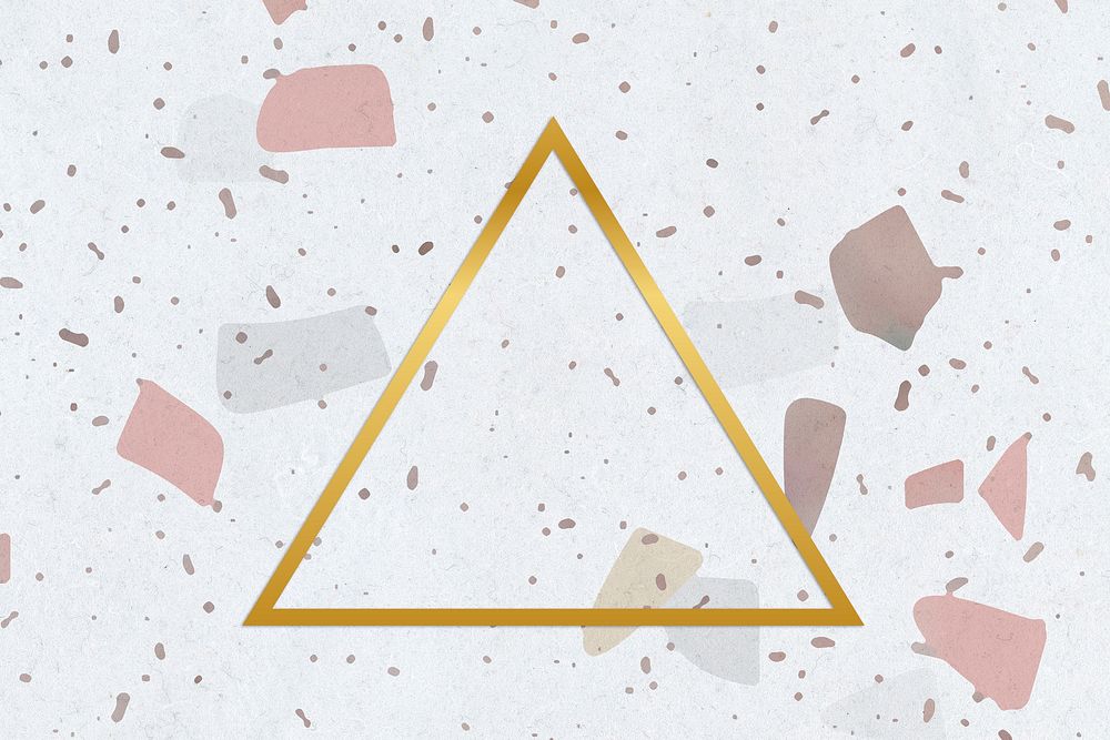 Gold triangle frame on a pastel patterned background