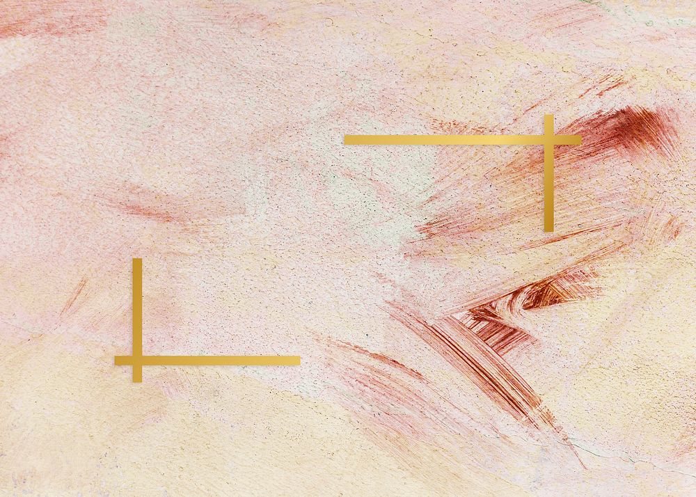 Gold frame on a pink paintbrush stroke patterned background