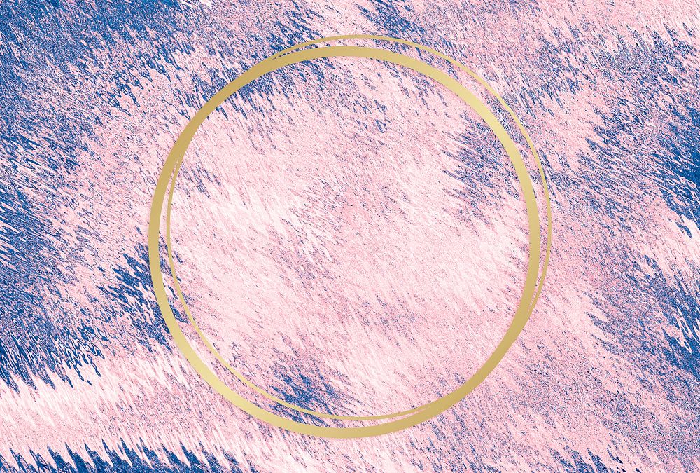 Gold round frame on a pink abstract background