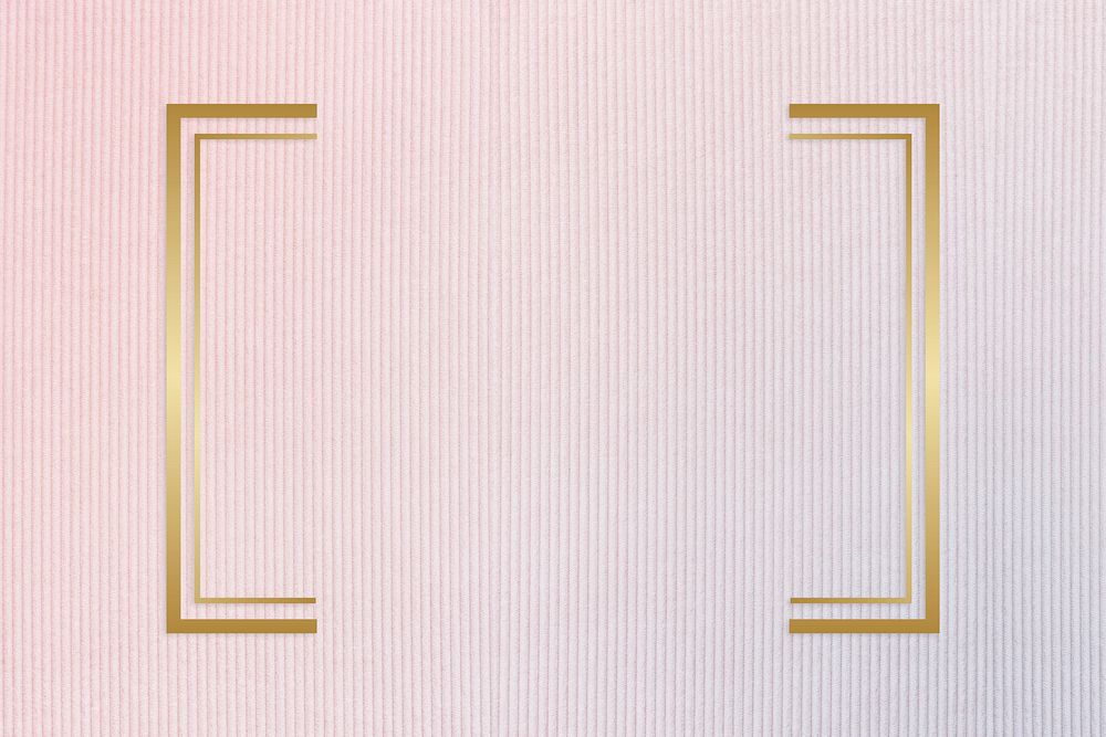 Gold square frame on a pinkish blue fabric background