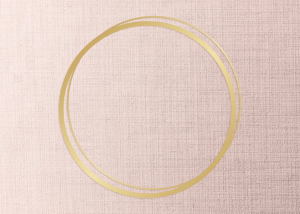 Gold round frame on a peach fabric background illustration