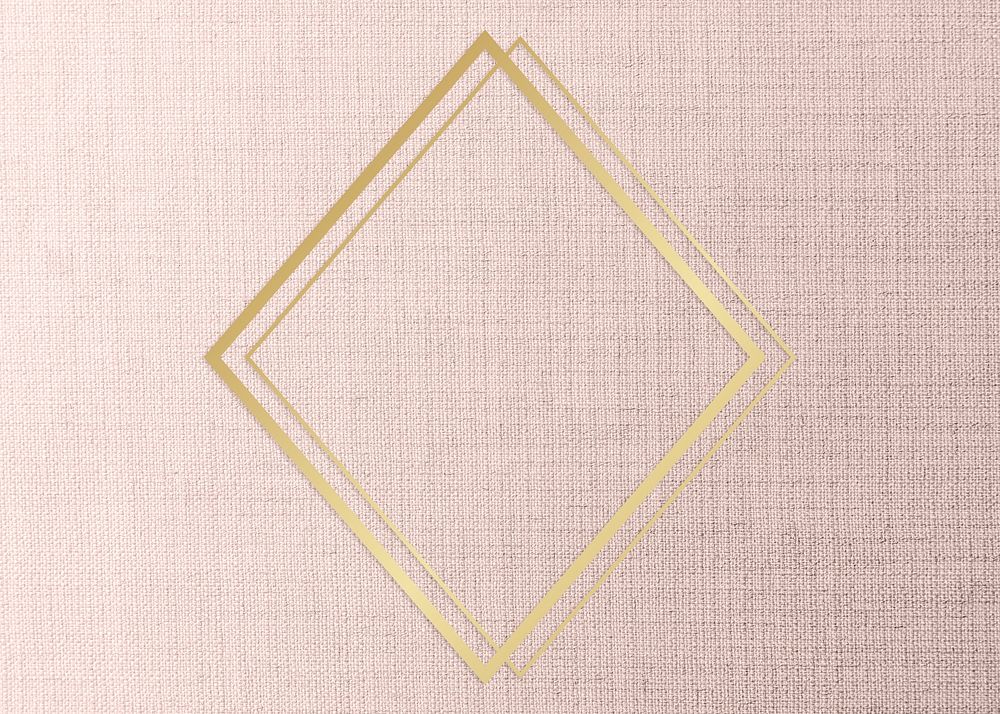 Gold rhombus frame on a peach fabric background illustration