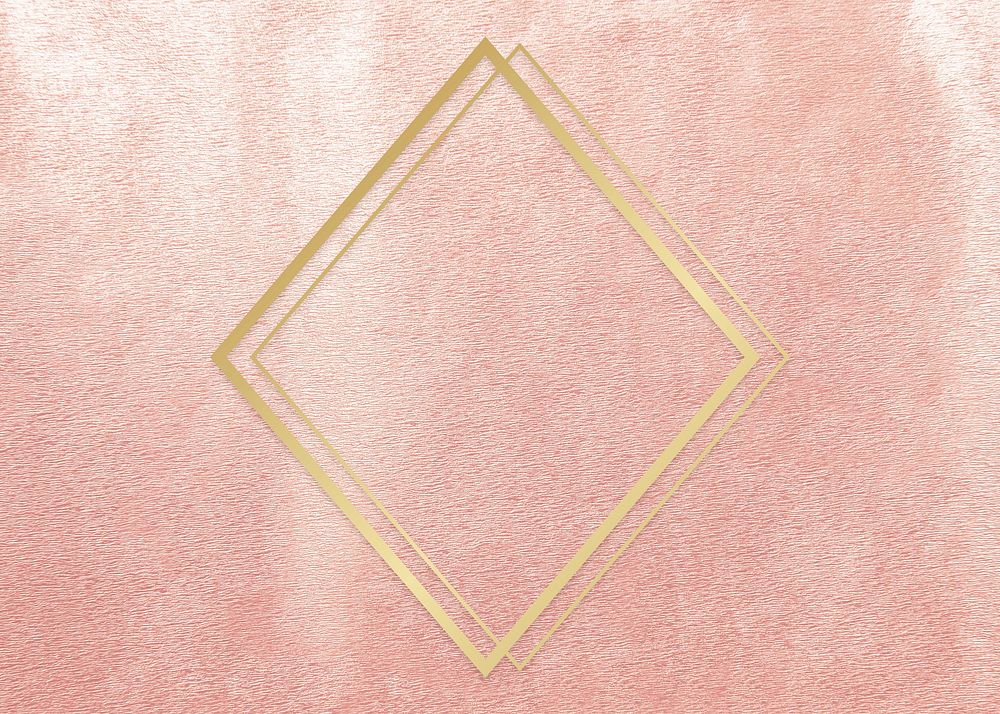 Gold rhombus frame on a rose gold background illustration
