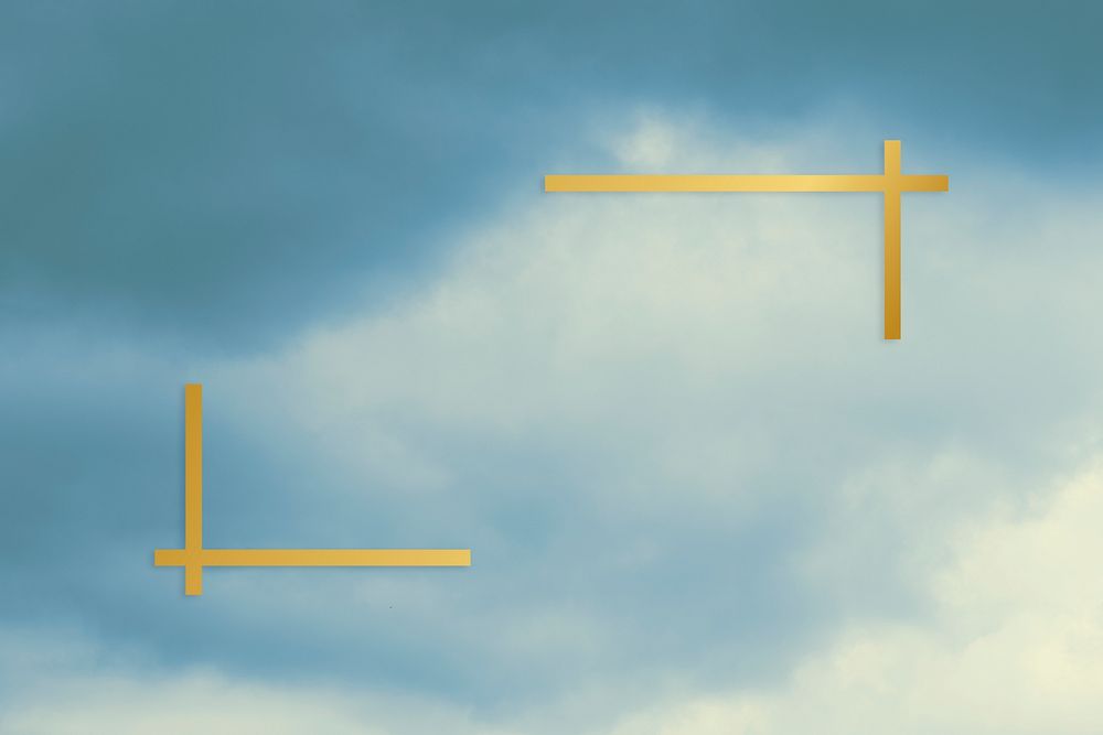 Gold frame on a blue sky background
