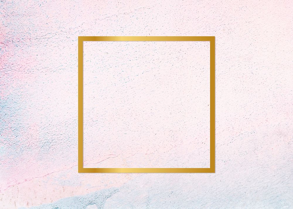Gold square frame on a pastel concrete background