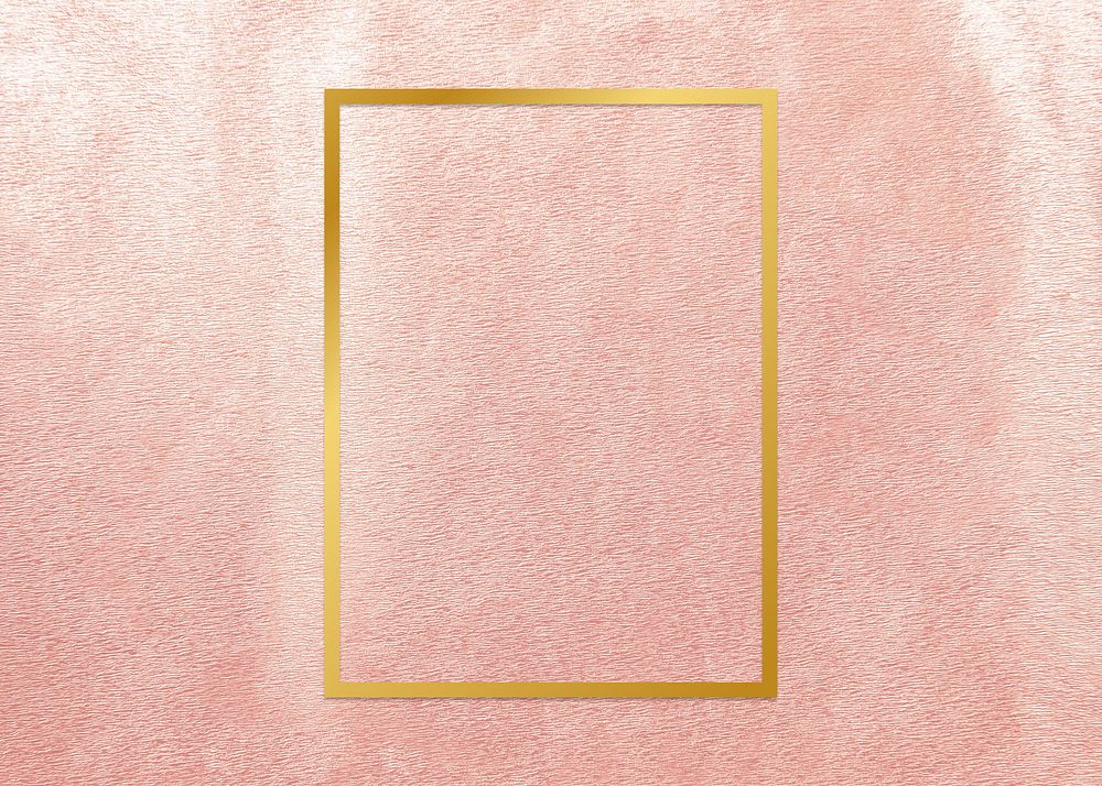 Gold rectangle frame on a rose gold background