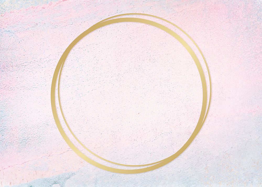 Gold round frame on a pastel concrete background